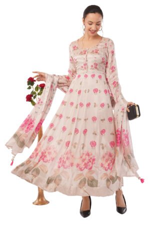 Women Forever Anarkali suit set with dupatta