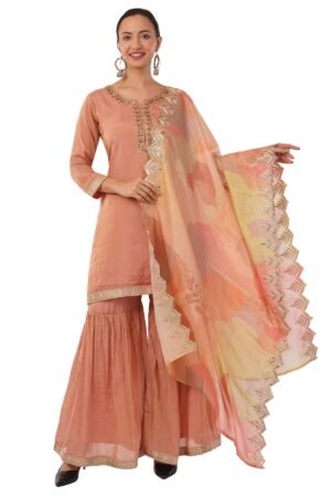 Women Forever Sharara set with Kundan Work and Designer dupatta