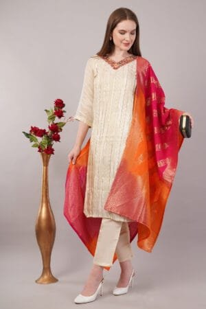 Women Forever Shimmer Suit with Banarsi dupatta