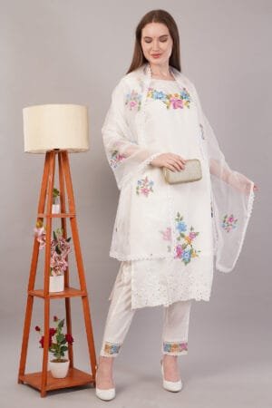 Women Forever Embroidered moti work Suit with dupatta