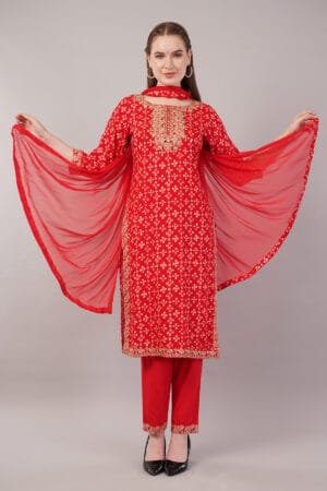 Women Forever Embroidred Suit With Tilla work and Shiffon Dupatta