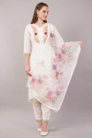 Women Forever Designer Suit With Organza Digital Dupatta