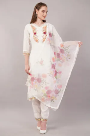 Women Forever Designer Suit With Organza Digital Dupatta
